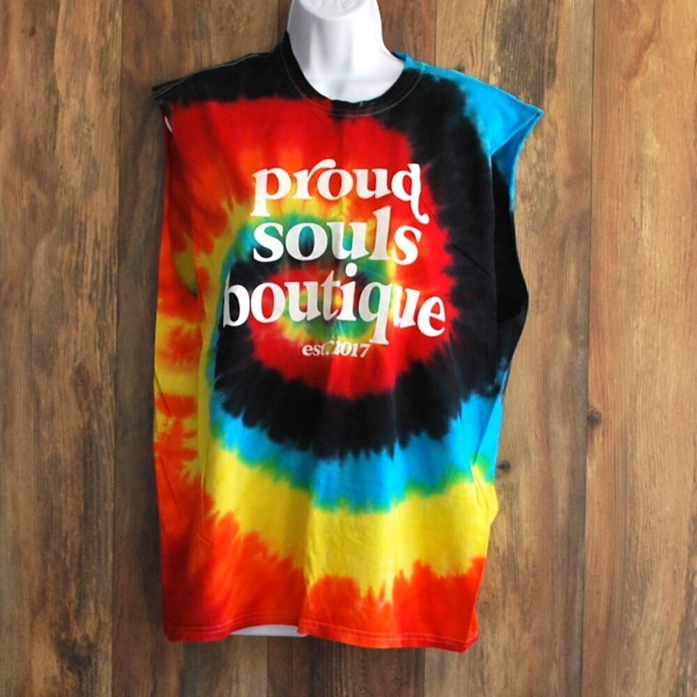 Colortone "Proud Souls Boutique" Tie Dye Sleeveless Tee Tshirt L